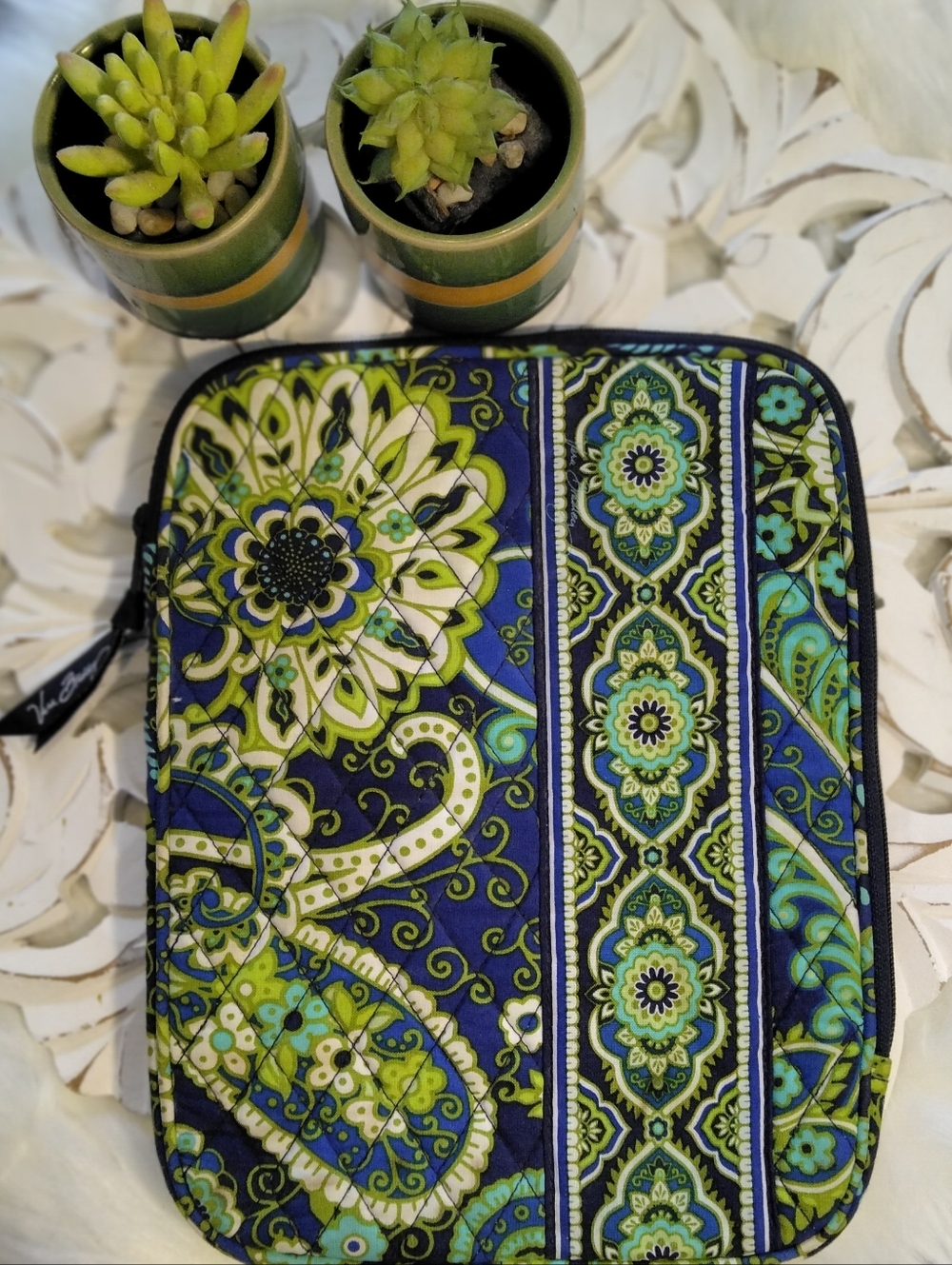 Vera Bradley Navy Green Teal Quilted Wristlet
